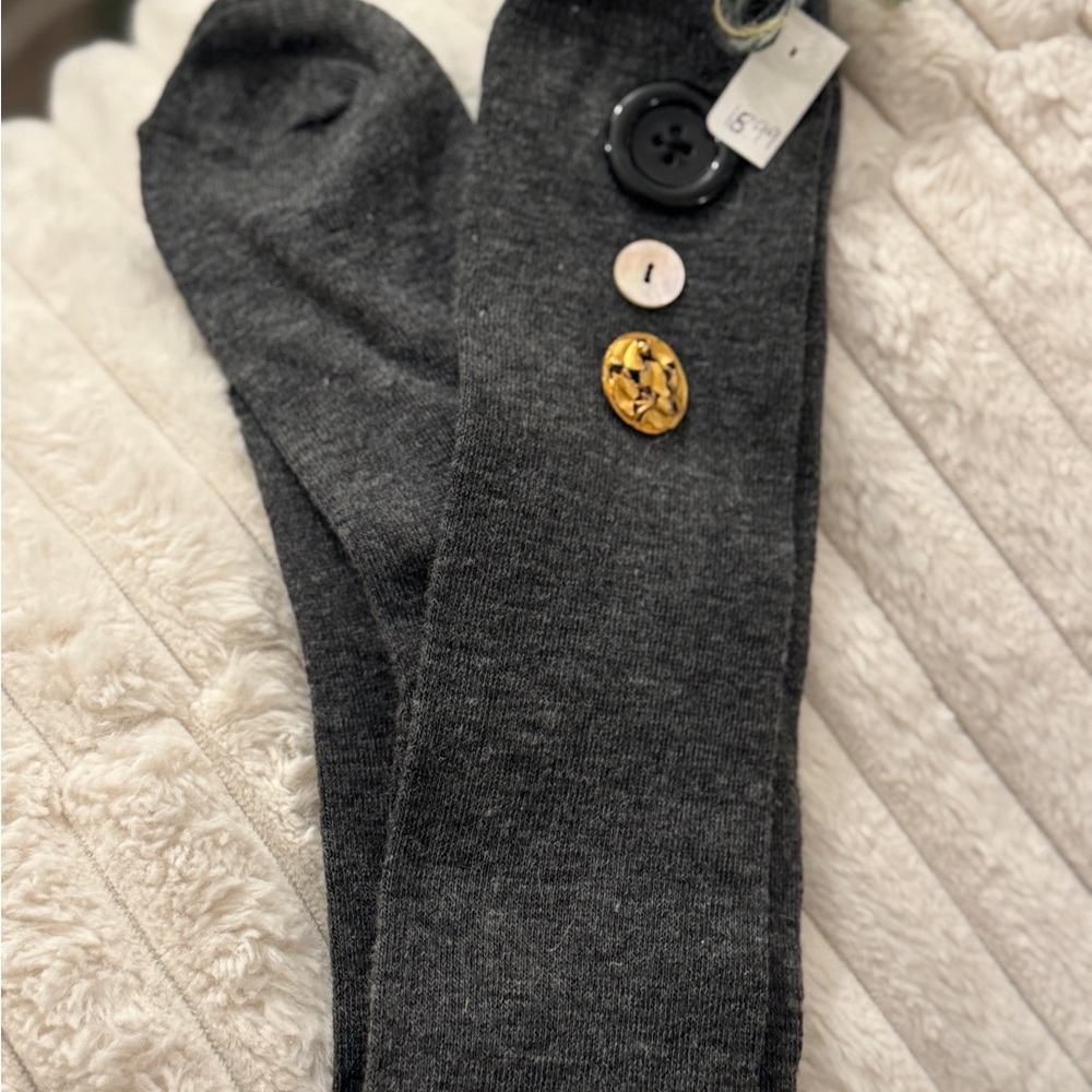 🖤 Boutique Charcoal Button-Accent Knee Socks — New! 🖤